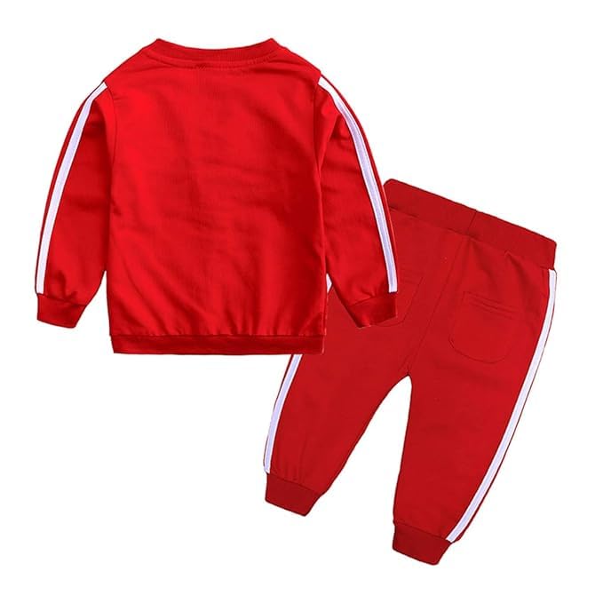 Dhairya_Traders Baby Boys Girls Cotton Tracksuit Sweatshirt Top + Sweatpants Zipper Coat Outfits Set (IN, Age, 3 Months, 6 Months, Regular, Red)