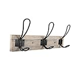 Wall Mounted Coat Rack,Sageme Wooden Entryway Vintage Rustic Coat Rack Hat Hanger Rack 3-Hook Rail...