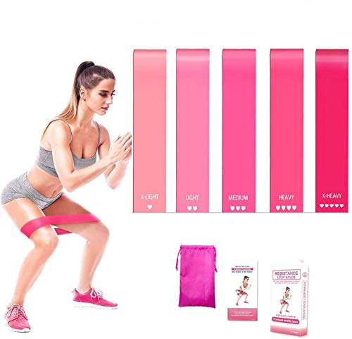 YUSHI Bandas Elásticas Fitness Resistencia para Hombre Mujer, Cintas Musculación de Látex Natural con Guía de Ejercicios Bolsa Almacenamiento Piernas Brazos Glúteos,Yoga,Gimnasio,Entrenamiento