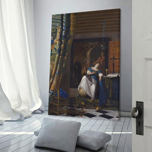 Impression sur toile Vermeer Allégorie de la foi tableau déco salon chambre 20x30