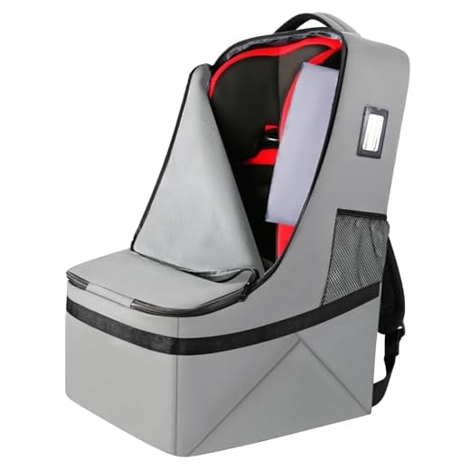 YOREPEK Gate Check Car Seat Travel Bag, Padded Carseat Cover for Airplane Travel, Car Seat Carrier for Airport, Baby Carseat Backpack for Air Travel, Baby Travel Gear (Grey)