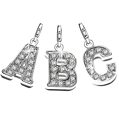 AKKi BUCHSTABE ANHÄNGER silber mit Kristall - klein Charm letters thomas CHARMS personalisierte bettelarmband armband, kette halsketten schmuck Ohrringe - Damen, frauen mädchen Kinder & Herren V Cover