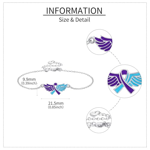 Suicide Awareness Bracelet S925 Sterling Silver Suicide Prevention Bracelets Mental Health Bracelet Teal and Purple Bracelets for Women Men4