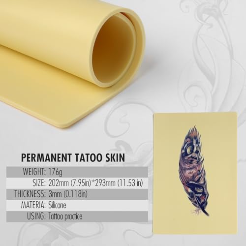STIGMA 3mm Practice Skin, 5 Pcs A4 20×30cm Fake Skin for Beginner Tattoo Supplies ZYH2309005-5, Yellow - Image 3