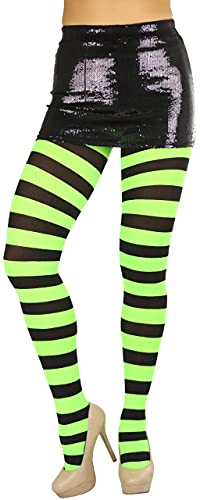 Image of ToBeInStyle Women's Wide Horizontal Contrast Stripe Tights Opaque Hosiery