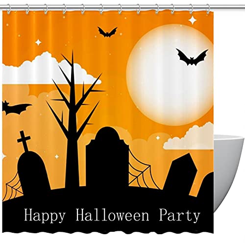 Rideau de douche Halloween sans odeur avec 12 crochets de fixation inclus