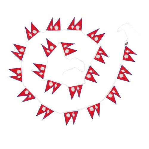 Image of AZ FLAG Nepal 6 meters BUNTING Flag 20 flags 9'' x 6'' - Nepalese STRING flags 15 x 21 cm