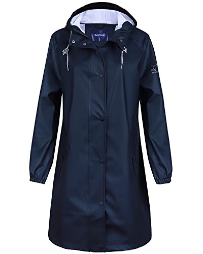 Veste de pluie pour femme - Veste softshell - Parka en polyuréthane - Coupe-vent avec capuche - Imperméable, Noir , 38 Cover