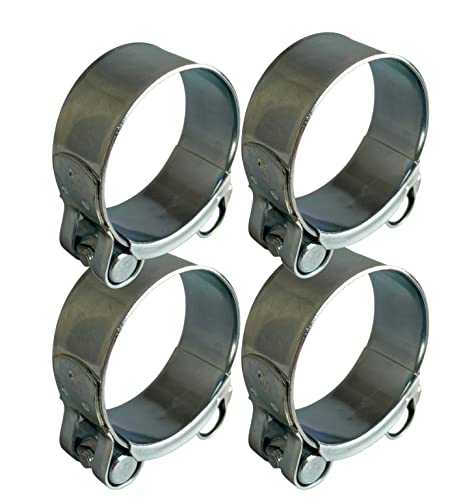 Boltza® Single Bolt Hose Super Clamp 32-35mm Clip Silicone Rubber Exhaust x4, Silver