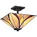 Quoizel TFAS1714VA Asheville Tiffany Semi-Flush Ceiling Lighting, 2-Light, 200 Watts, Valiant Bronze (12" H x 14" W)