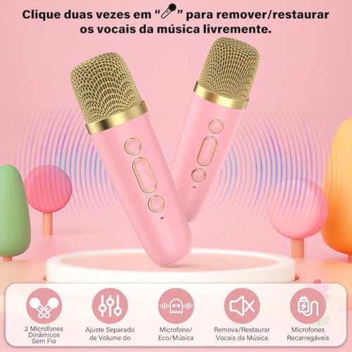 Image of JYX Karaoke with 2 Microphones, Kids Karaoke for Kids and Adults, Mini Portable Bluetooth Speaker Toys for Girls Boys 4-12 Years, Birthday Party Support at Home
