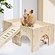 Chingcoo Meerschweinchen Haus, Groß Meerschweinchen Zubehör, Meerschweinchen Hamster Haus aus Holz, Kaninchenhaus, Meerschweinchen Spielzeug, Meerschweinchen Haus mit Rampe 4 Eingänge, 38 x 25 x 18 cm