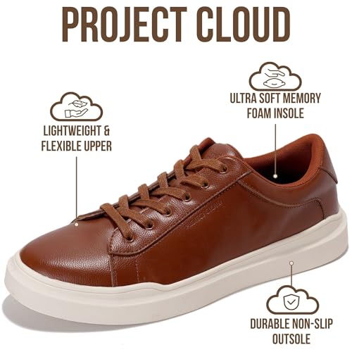 Image of Project Cloud Mens Sneakers - Eco-Crafted Leather Memory Foam Insole Dress Shoes for Men Non Slip Laced-Up Water-Resistant Mens Casual Shoes - Dress Sneakers 2026