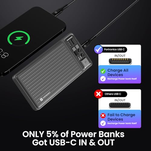 Portronics Luxcell 10K 10000 mAh Power Bank, Dark Grey - Image 4