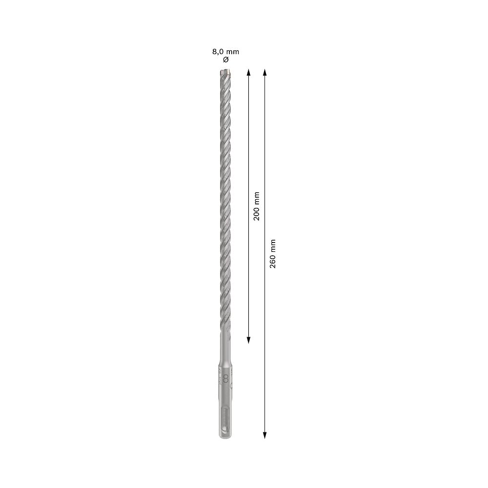 Bosch 1x PRO SDS plus-5X Kırıcı Delici Delme Ucu (Donatılı Beton, Beton, Ø 8,00 mm, Professional Aksesuar Kırıcı Delici)