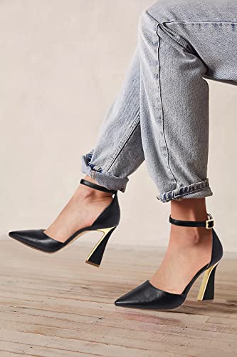 Image of Juliet Holy Womens Pumps Point Closed Toe Heels Buckle Ankle Strap D'Orsay Heeled Sandals