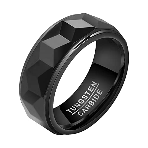 Bague homme carbure de tungstène noir anti rayure anneau poli 8mm AmDxD