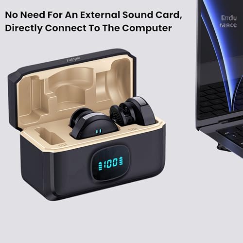 Image of Futopia Wireless Rechargeable Microphone with Charging Case 300mAh, Noise Cancellation Mic, Clip-On Collar, 3Hr Playtime, 20m Range Perfect for YouTube, Podcast, Vlogging, Streaming & Video Recording