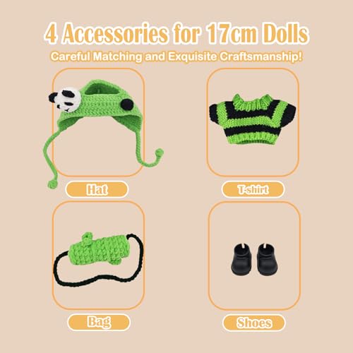POPNANA Handmade Crochet 15cm-17cm Doll Clothes Accessories with Shoes Set Outfits Compatible Cute Dress up 5.91-6.7inch Dolls for Women Kid Boys Girls (No Doll)(Crochet Panda Set) — view 3