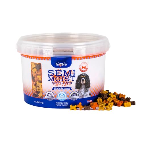 Frigera Semi-Moist Soft Treats Mini Mix Bones (6) 1800g - Weiche Hundeleckerlis, Leckere Belohnung für Training & Zwischendurch, Ohne Zugesetzten Zucker, Hergestellt in Belgien
