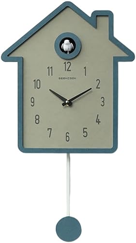Reloj de pared para sala de estar de los niños, reloj de pared creativo de pájaros, cronometraje simple, color verde y azul, reloj de pared para el