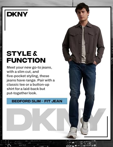 DKNY Men's Bedford Slim Fit Jeans for Men - Slim Fit Mens Stretch Denim Jeans for Men | Tapered Denim Pants4