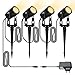 Gartenbeleuchtung, Areomi 12W LED Gartenbeleuchtung mit Strom, IP66 Wasserdicht Gartenleuchte mit Erdspieß, 360 Grad drehbar, Dekorative Gartenlampe für Außen Garten Rasen (4-IN-1,Warmweiß)