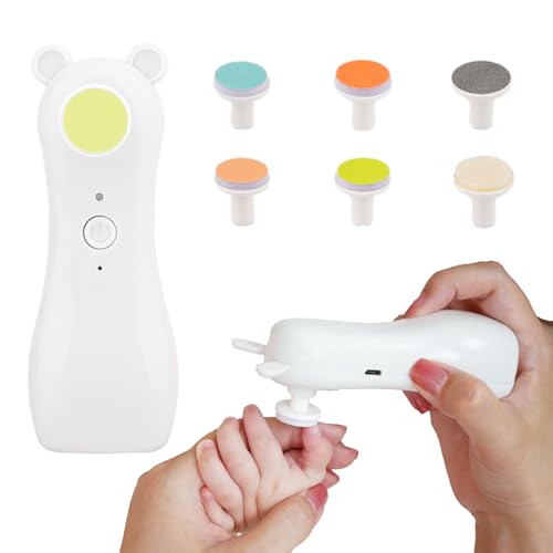 ベビー＆シニア両用 超静音 6WAY アタッチメント 電動ネイルケアセット（35dB超静音・2段階スピード・正逆回転・専用ケース付）
