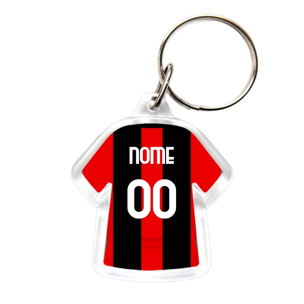 1/10/20/50 Portachiavi Personalizzabili con sagoma T-Shirt in Acrilico - Portachiavi Personalizzato per Società Sportive, Club e Associazioni - Idea Regalo Uomo e Ragazzo