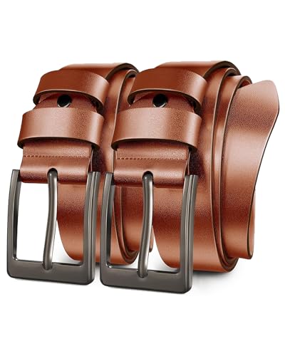 Image of Mens Dress Belt,Genuine Casual Leather Belts for Men 1.5 inch Width