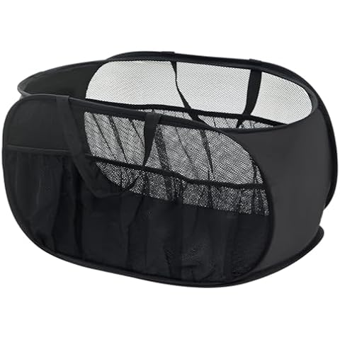 Pop Up Laundry Hamper,Collapsible Horizontal Baskets with Multiple Pockets & Handle,Foldable Sturdy mesh for Laundry Room,Bathroom,Kids Room,College Dorm or Travel (Multiple Pockets Black) Cover