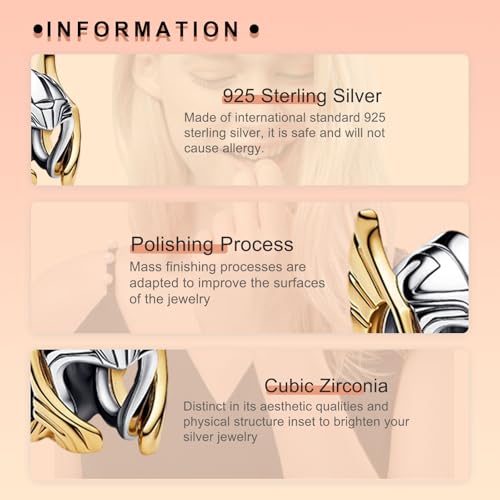 Image of S925 Sterling Silver Gold Plated Romantic Charms, Gifts for Mom Girlfriend Family on Valentine's Day Birthday Christmas Anniversary, Bracelet Necklace Bead Charm