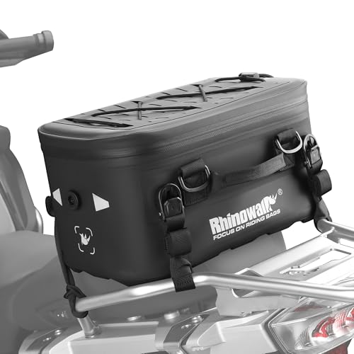 Rhinowalk 16L Motorrad Gepäckrolle – wasserdichte Sitz- & Seitenkoffer-Tasche mit MOLLE-System, Thermoisolierung, Kamera-/Drohnenfach, TPU-Boden & Schultergurt