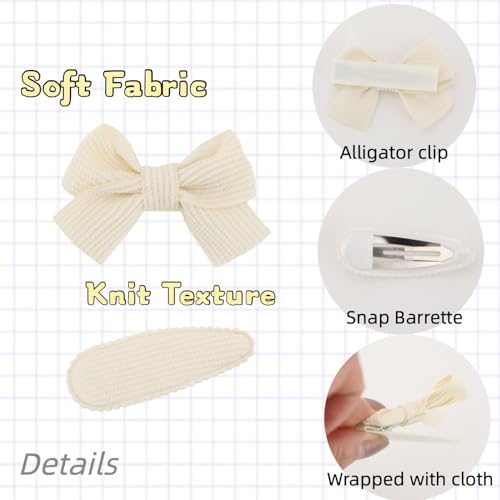 Set 4 piezas pinzas lazo tejido blanco para cabello miniatura 3