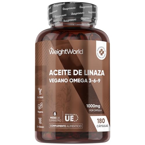 Omega 3 6 9 Vegano de Aceite De Linaza 1000mg - 180 Cápsulas de Ácido Alfa-Linoleico, Ácido Linoleico y Ácido Oleico - Alternativa al Aceite de Pescado para 6 Meses