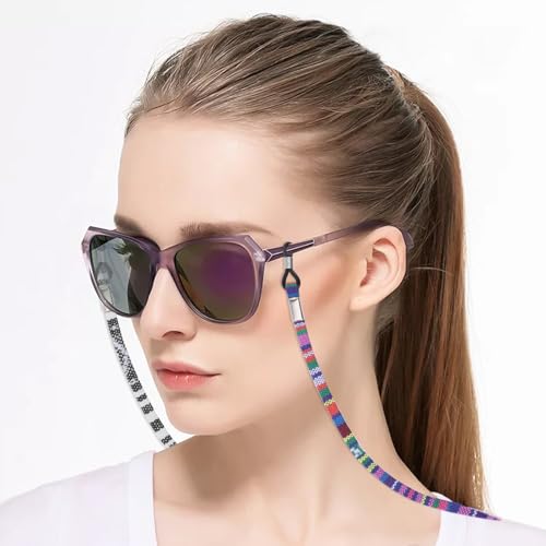 Image of Psyqtsuary Glasses Strap, 12 Pcs Colorful Glasses Holder Strap Nylon Safety Eyeglass Lanyard Vintage Boho Eye Glasses Holders Around Neck for Men and Women