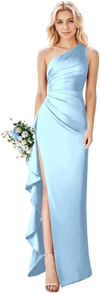 Flutter Sleeve V Neck Bridesmaid Dresses Long Ruched Chiffon Empire Waist Formal Dress for Wedding Guest BD32