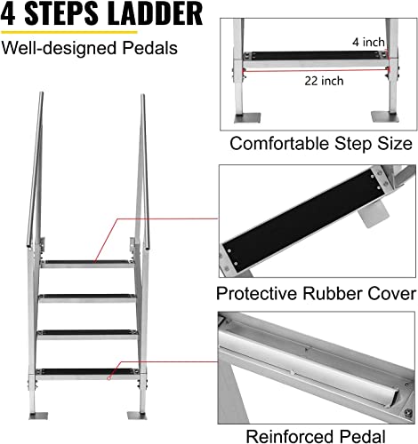 Image of VEVOR Dock Ladder 4 /5 Steps (Dock Stair-4 Step)