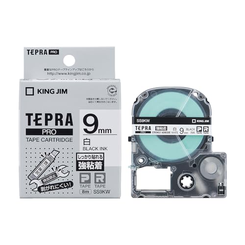 Ruban Tepura PRO fort adhésif SS9KW marquage lisible blanc noir contre l'usure