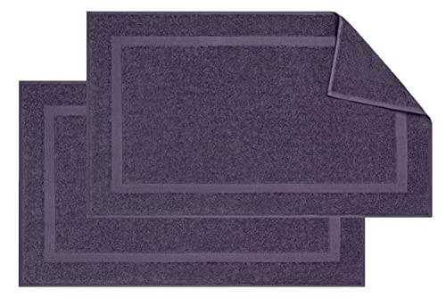 Adobella 2 Premium Turkish Bath Collection Towel Bath Mats, 100% Combed Turkish Cotton, 800 GSM, Super Plush, Ultra Absorbent Bathroom Floor Towels, Includes 2 Bath Mats, 20 x 33 inch, Purple
