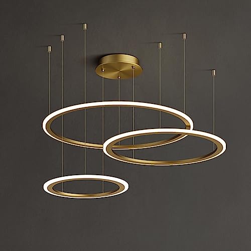 Grand lustre circulaire doré à 4 anneaux LED blanc pour plafond