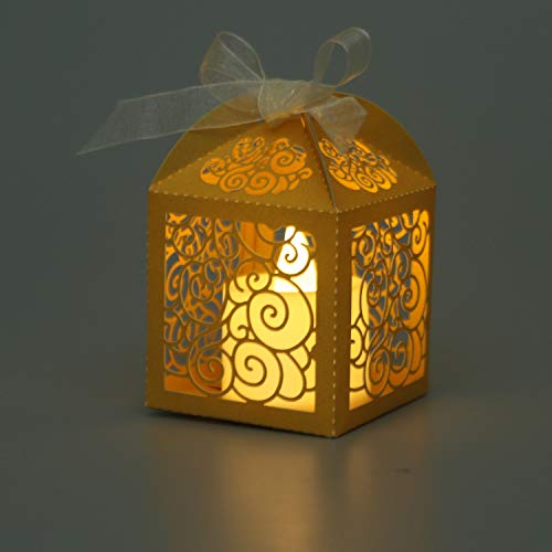 image for KPOSIYA 100 Pack Wedding Favor Boxes Laser Cut Boxes Party Favor Box S