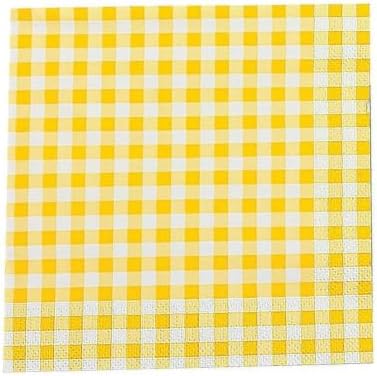 Yellow Chequered Disposable Paper Serviettes 1-Ply Pack of 50, Events,Coffee Shops, Home Use,Catering, Picnics, Takeaway, Table Decor