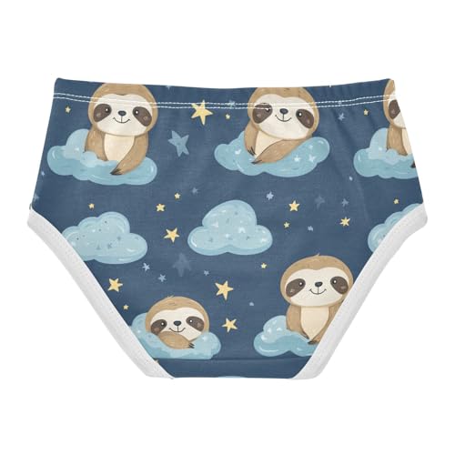 Wusikd Cute Sloth Girls' Underwear Cotton Stars Clouds Girls Briefs Soft Toddler Underwear 2T2
