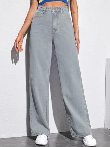Image of Glossia Denim Baggy Jeans for Women | Stretchable High Waist Straight Fit Jeans for Women | High Rise Stretch Denim | Loose Fit Plus Size Denim (Sizes - 24 to 44) WJ51-1205-$