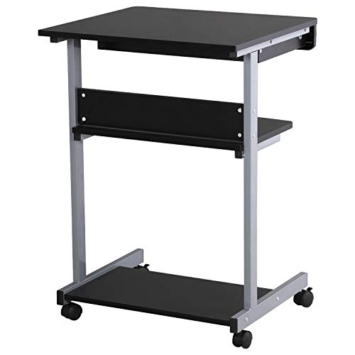 Topeakmart TP-00077084 Mobile Compact Computer Desk Cart For Small Spaces, Work Workstation, Writing Desk Table With Drawers And Printer Shelf thumb #8