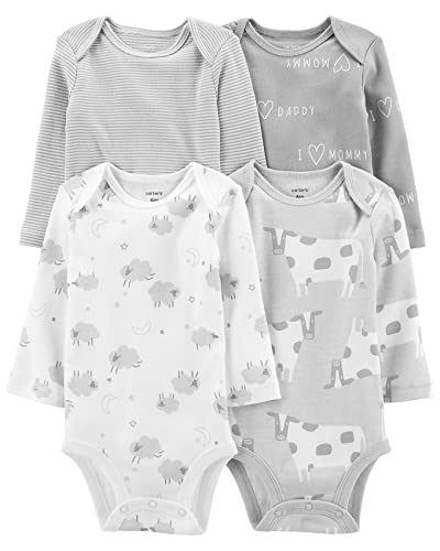 Bodysuits Carter's baby boys en lot de 4 modèles imprimés manches longues 12 mois