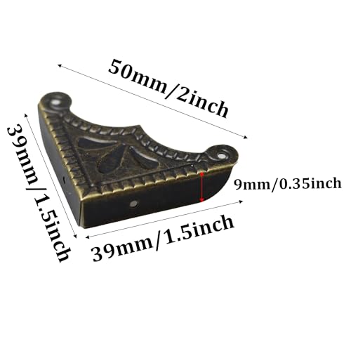 Image of 12Pcs Decorative Metal Box Corner Guard Protectors, 1.5 inch x 1.5 inch Antique Bronze Edge Covers for Furniture, Jewelry Boxes, Cabinets