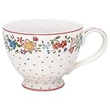  GreenGate Teetasse Belle Weiß Blumen Punkte Porzellan Tasse mit Henkel 400 ml
