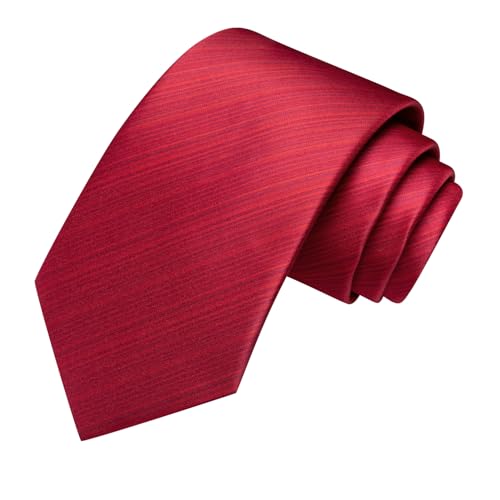 Image of Hi-Tie Solid Bright Red Mens Silk Woven Ties Set Classic Neckties and Pocket Square Lapel Pin Silver Tie Clip Cufflinks Set Wedding Business 6PCS